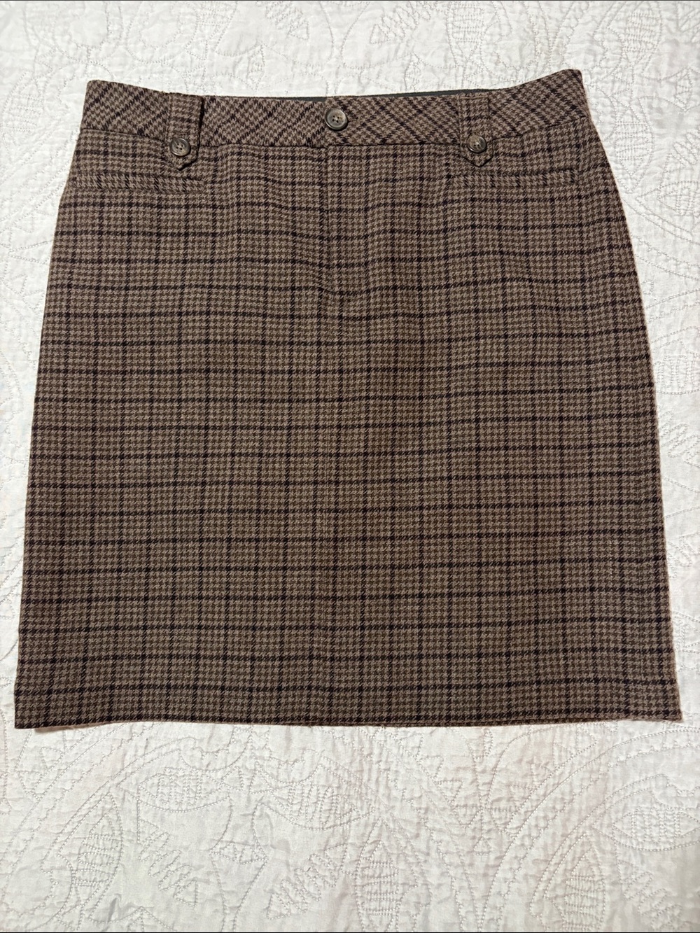 Brown, Taupe, and Black Plaid Pencil Skirt, sz 12T